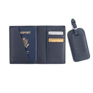 Brand New RFID PASSPORT CASE AND LUGGAGE TAG TRAVEL GIFT SET | BLACK